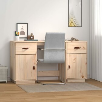 Bureau met kastjes 135x50x75 cm massief grenenhout 1