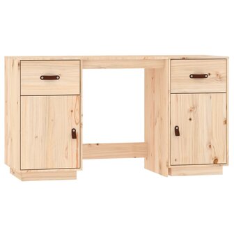 Bureau met kastjes 135x50x75 cm massief grenenhout 2