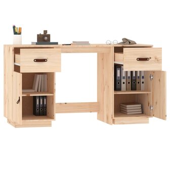 Bureau met kastjes 135x50x75 cm massief grenenhout 5