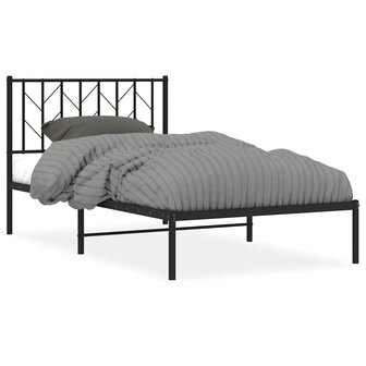 Bedframe met hoofdbord metaal zwart 100x200 cm 2