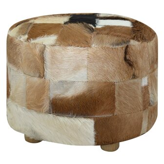 Poef rond 50x50x45 cm echt leer  1