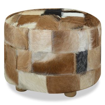 Poef rond 50x50x45 cm echt leer  2