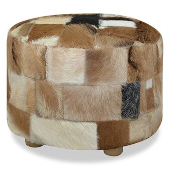 Poef rond 50x50x45 cm echt leer  3