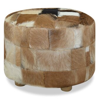 Poef rond 50x50x45 cm echt leer  4