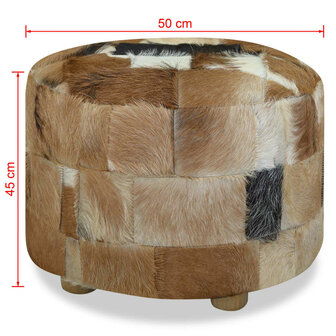 Poef rond 50x50x45 cm echt leer  7