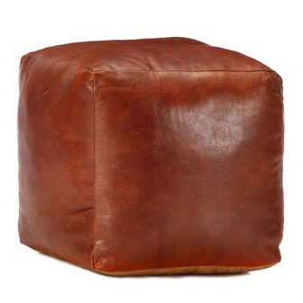 Poef 40x40x40 cm echt geitenleer tan 1