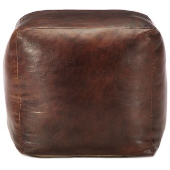Poef 40x40x40 cm echt geitenleer donkerbruin 2
