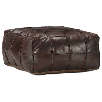 Poef 60x60x30 cm echt geitenleer donkerbruin 1