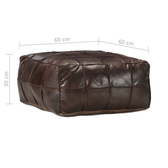 Poef 60x60x30 cm echt geitenleer donkerbruin 4