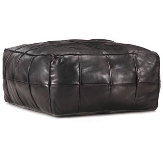 Poef 60x60x30 cm echt geitenleer zwart 1