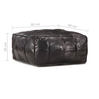 Poef 60x60x30 cm echt geitenleer zwart 4