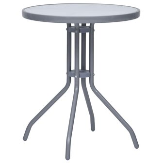 Tuintafel 60 cm staal en glas lichtgrijs 1