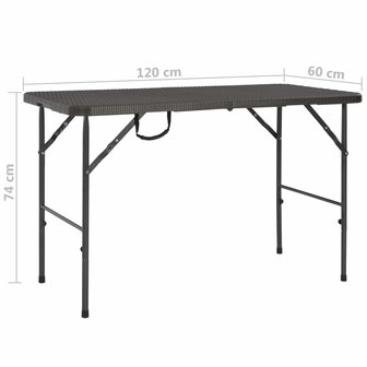 Tuintafel inklapbaar rattan look 120x60x74 cm HDPE bruin 6