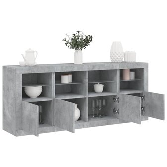 Dressoir met LED-verlichting 163x37x67 cm betongrijs 1
