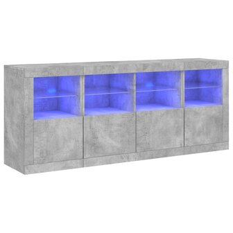 Dressoir met LED-verlichting 163x37x67 cm betongrijs 2