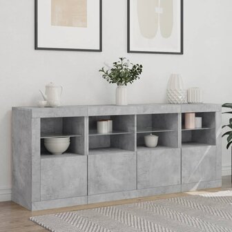 Dressoir met LED-verlichting 163x37x67 cm betongrijs 3