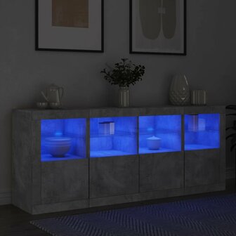 Dressoir met LED-verlichting 163x37x67 cm betongrijs 4