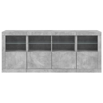 Dressoir met LED-verlichting 163x37x67 cm betongrijs 6