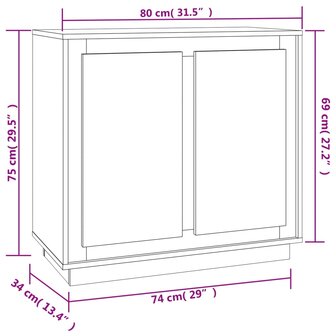 Dressoir 80x34x75 cm bewerkt hout zwart 8