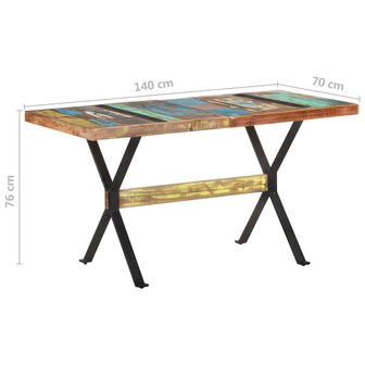 Eettafel 140x70x76 cm massief gerecycled hout 7