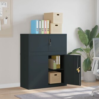Archiefkast 90x40x110 cm staal antracietkleurig 1