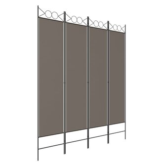 Kamerscherm met 4 panelen 160x200 cm stof antracietkleurig 2