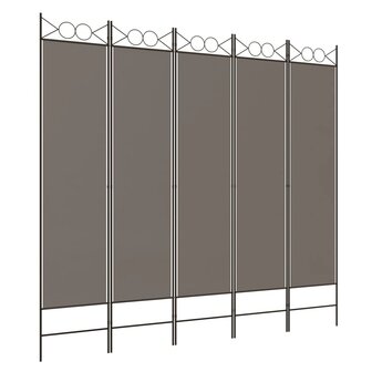 Kamerscherm met 5 panelen 200x200 cm stof antracietkleurig 2
