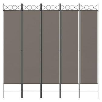 Kamerscherm met 5 panelen 200x200 cm stof antracietkleurig 3