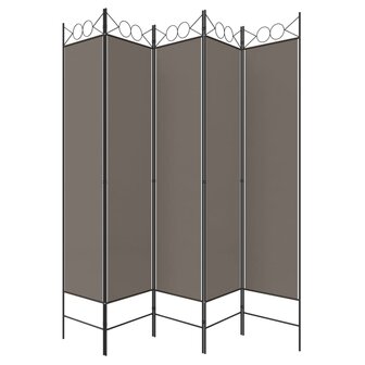 Kamerscherm met 5 panelen 200x200 cm stof antracietkleurig 5