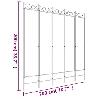 Kamerscherm met 5 panelen 200x200 cm stof antracietkleurig 8