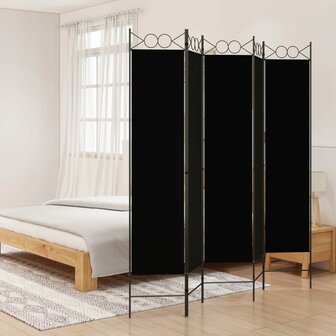 Kamerscherm met 5 panelen 200x200 cm stof zwart 1