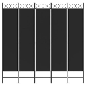 Kamerscherm met 5 panelen 200x200 cm stof zwart 3
