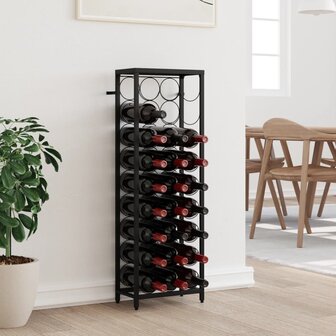 Wijnrek voor 27 flessen 34x18x100 cm smeedijzer zwart 1