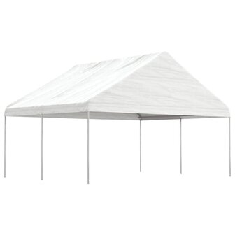 Prieel met dak 4,46x5,88x3,75 m polyetheen wit 1