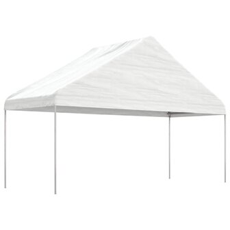 Prieel met dak 4,46x5,88x3,75 m polyetheen wit 2
