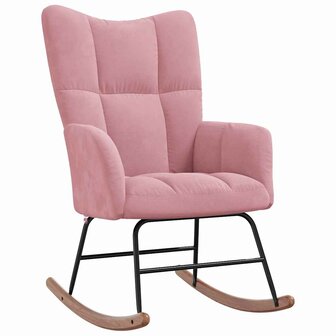 Schommelstoel fluweel roze 2