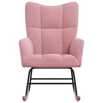 Schommelstoel fluweel roze 3
