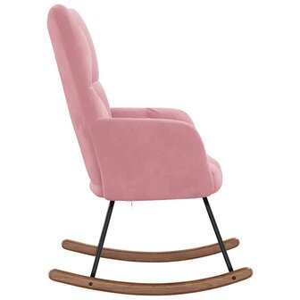 Schommelstoel fluweel roze 4