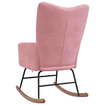 Schommelstoel fluweel roze 5