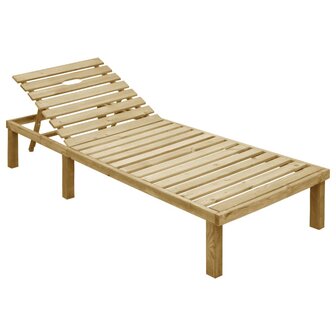Ligbed met taupe kussen ge&iuml;mpregneerd grenenhout 2