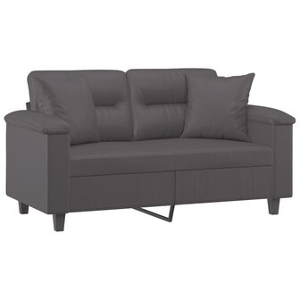Tweezitsbank met sierkussens 120 cm kunstleer grijs 3