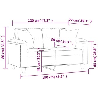 Tweezitsbank met sierkussens 120 cm kunstleer grijs 8