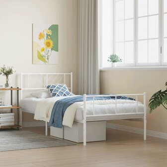 Bedframe met hoofd- en voeteneinde metaal wit 80x200 cm 1