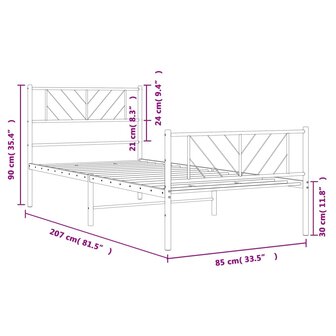 Bedframe met hoofd- en voeteneinde metaal wit 80x200 cm 9