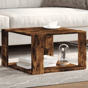 Salontafel 51,5x51,5x30 cm bewerkt hout gerookt eikenkleurig 1