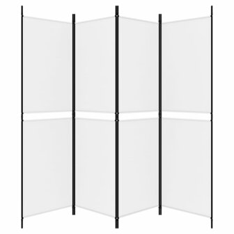 Kamerscherm met 4 panelen 200x180 cm stof wit 5