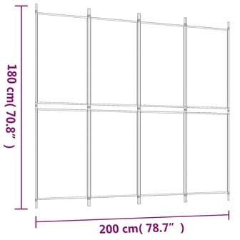 Kamerscherm met 4 panelen 200x180 cm stof wit 8