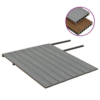 Terrasplanken met accessoires 16 m&sup2; 2,2 m HKC bruin en grijs 3