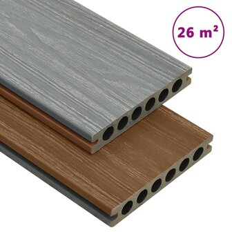 Terrasplanken met accessoires 26 m&sup2; 2,2 m HKC bruin en grijs 1