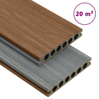 Terrasplanken met accessoires 20 m&sup2; 4 m HKC bruin en grijs 1